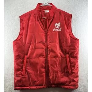 Washington Nationals MLB Men Coca Cola Full Zip Vest Jacket Red Size XL